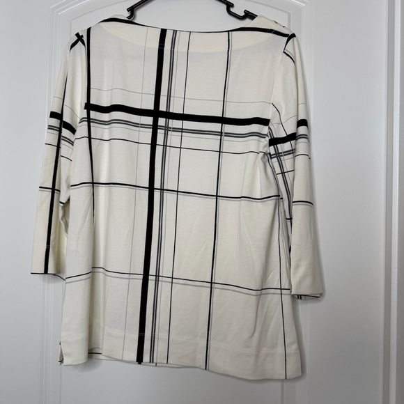 Women's Cream and Black Plaid Top - Picture 3 of 9